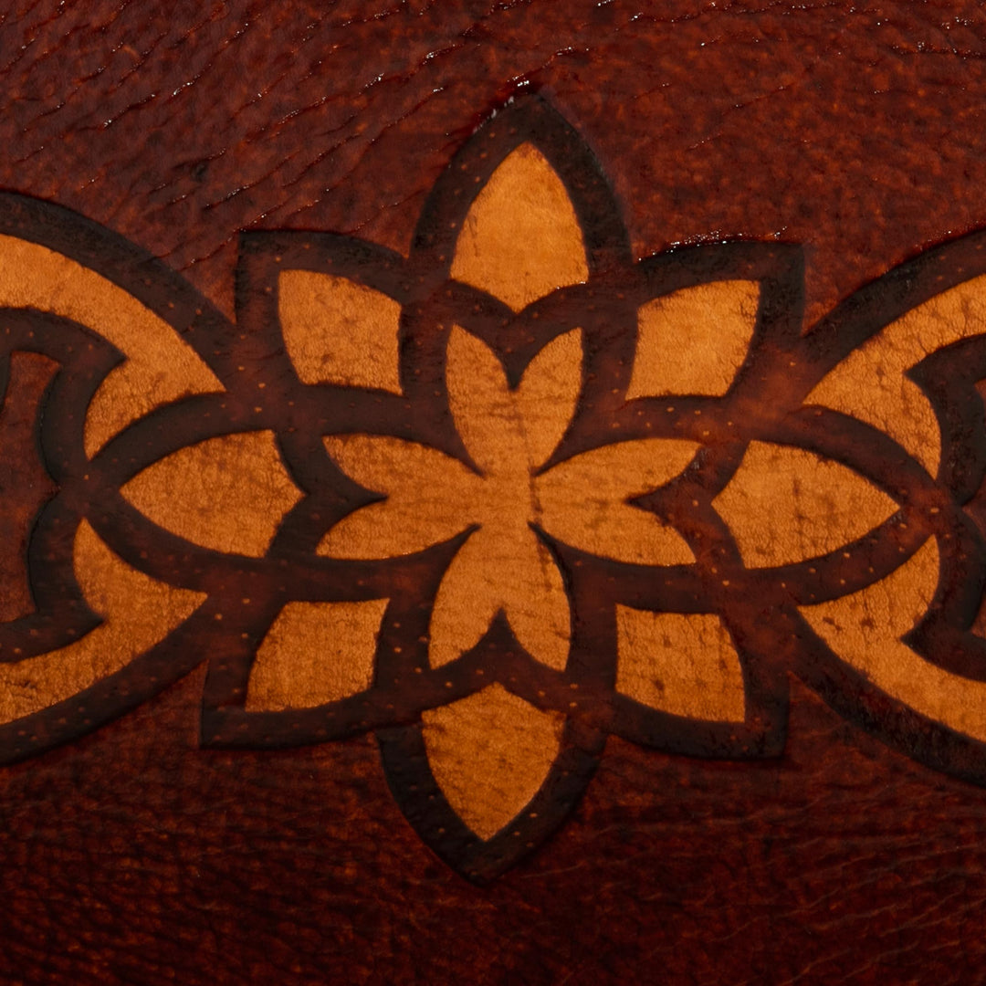 Tooled Leather Rectangular Brown Catchall Plate from Peru - Redwood Gothic