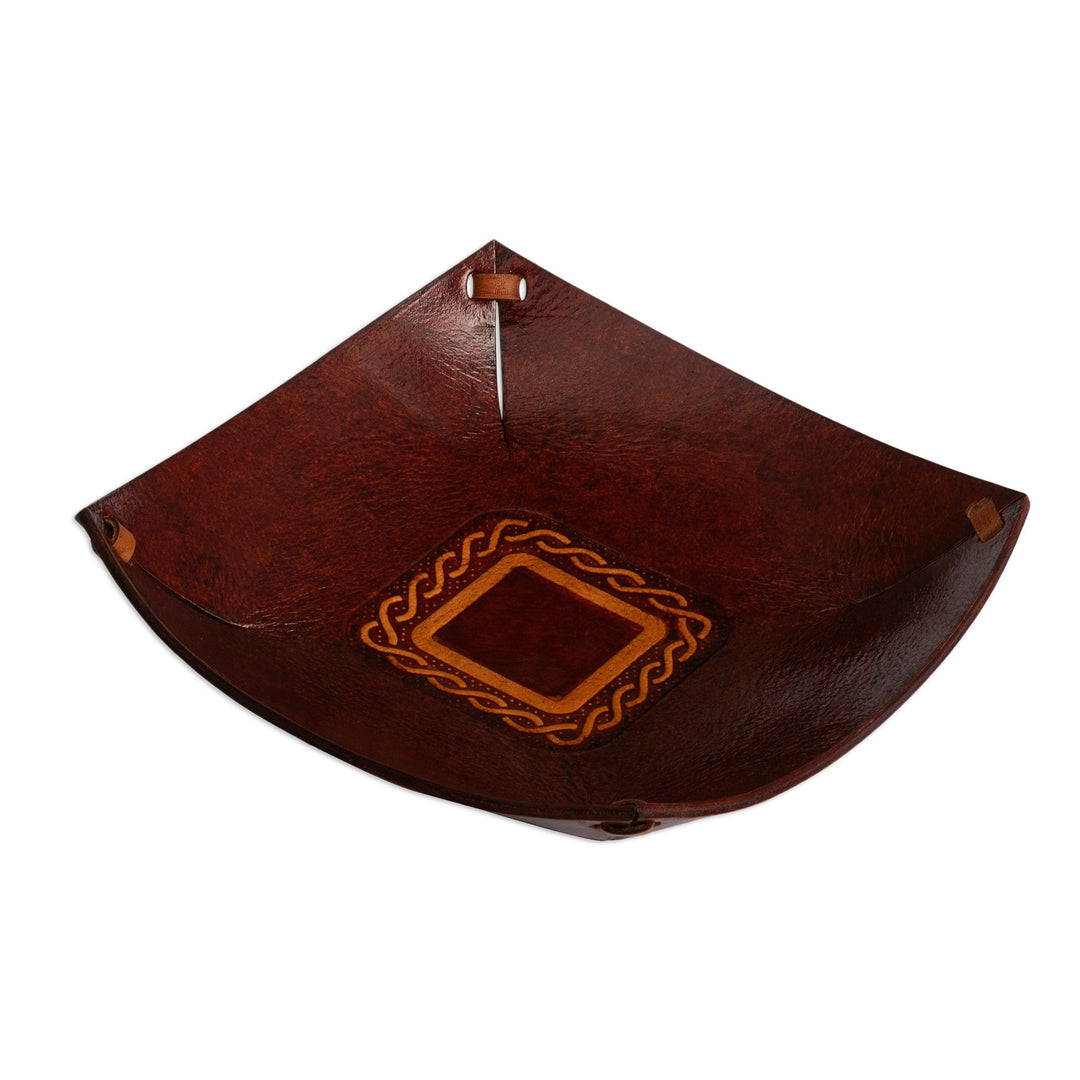 Hand Tooled Leather Celtic Catchall from Peru - Celtic Magic