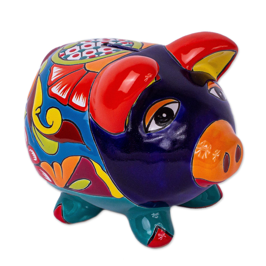 Talavera-Style Ceramic Decorative Accent - Wealthy Piggy