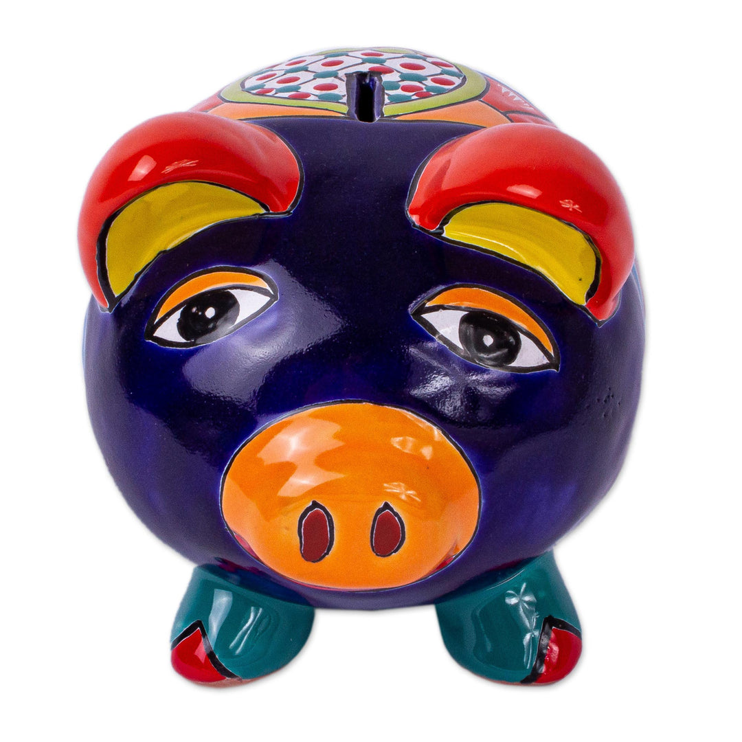 Talavera-Style Ceramic Decorative Accent - Wealthy Piggy
