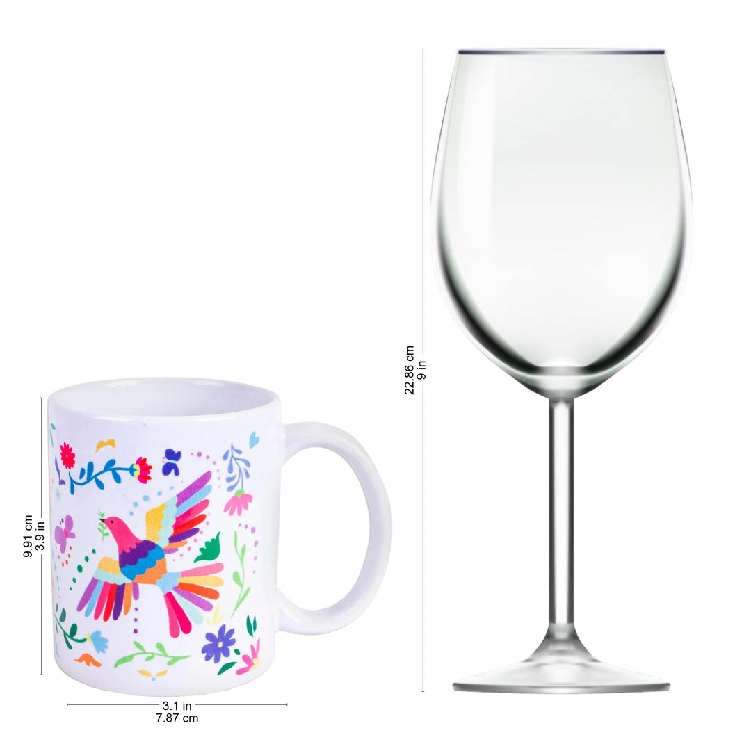Artisan Crafted Otomi Birds and Flowers Motif Ceramic Mug - Otomi Morning