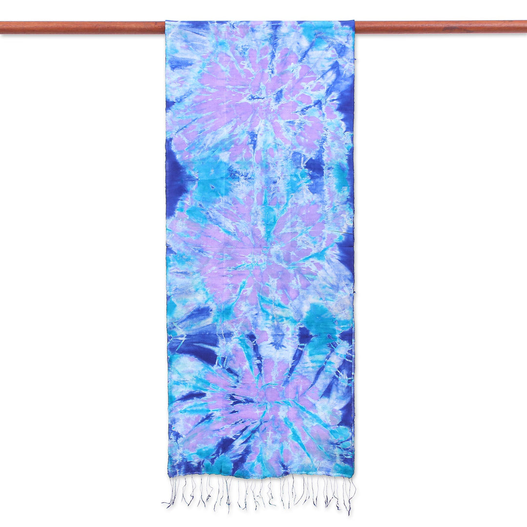 Hand Crafted Tie-Dyed Silk Scarf - Candy Sea