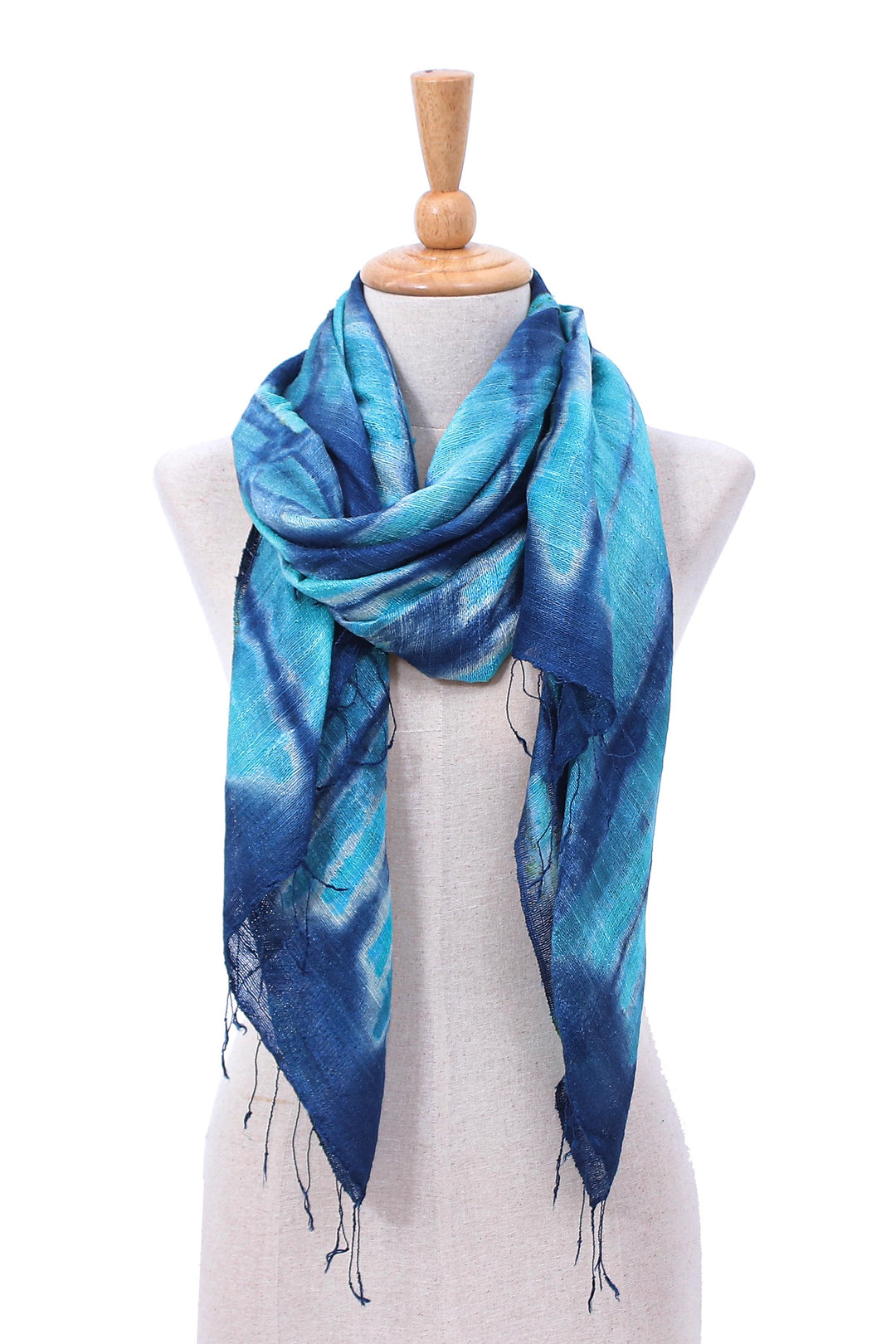 Batik Printed Silk Scarf - Ocean Delight