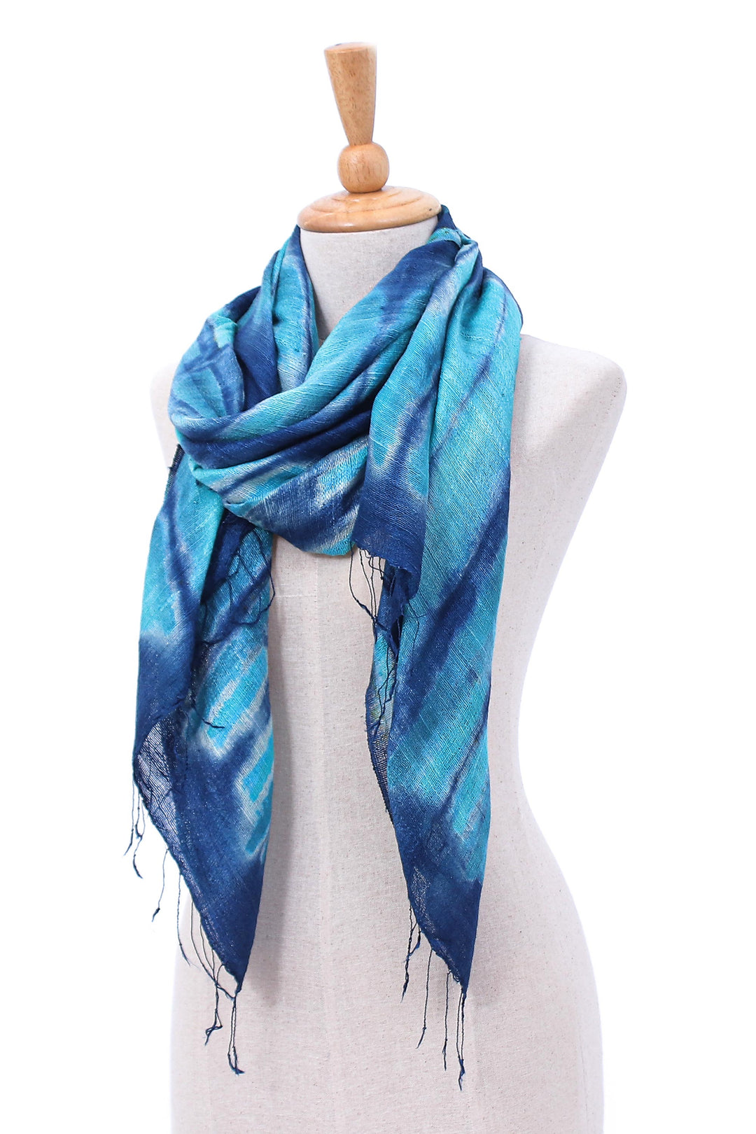 Batik Printed Silk Scarf - Ocean Delight
