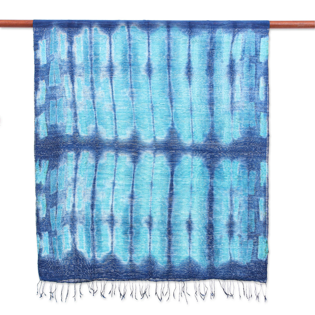 Batik Printed Silk Scarf - Ocean Delight