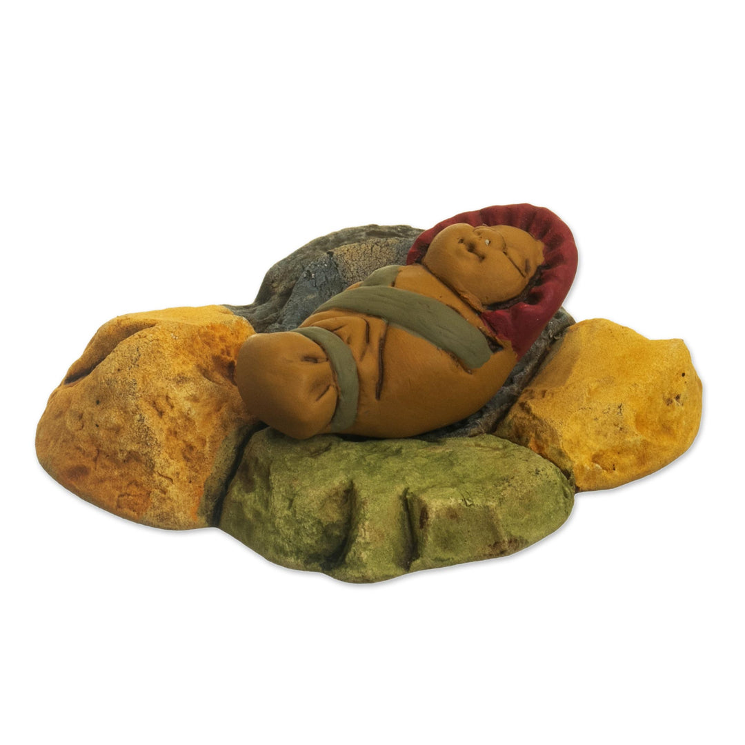 Andean Ceramic Nativity Set with Alpacas from Peru - Suri Nativity