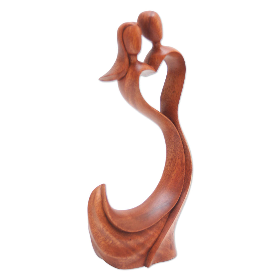 Hand Made Heart-Themed Suar Wood Sculpture - Sway with Me