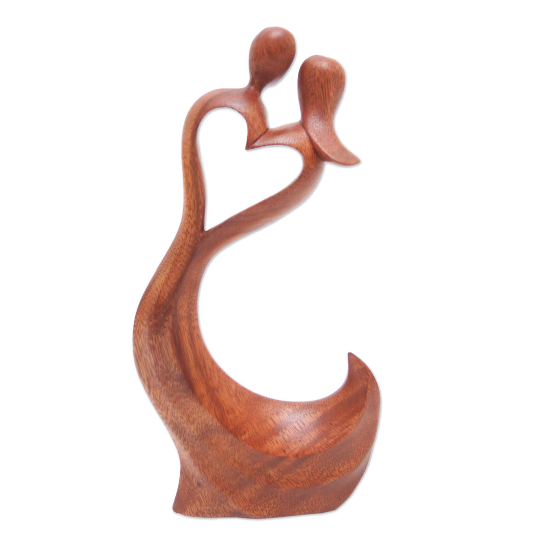 Hand Made Heart-Themed Suar Wood Sculpture - Sway with Me
