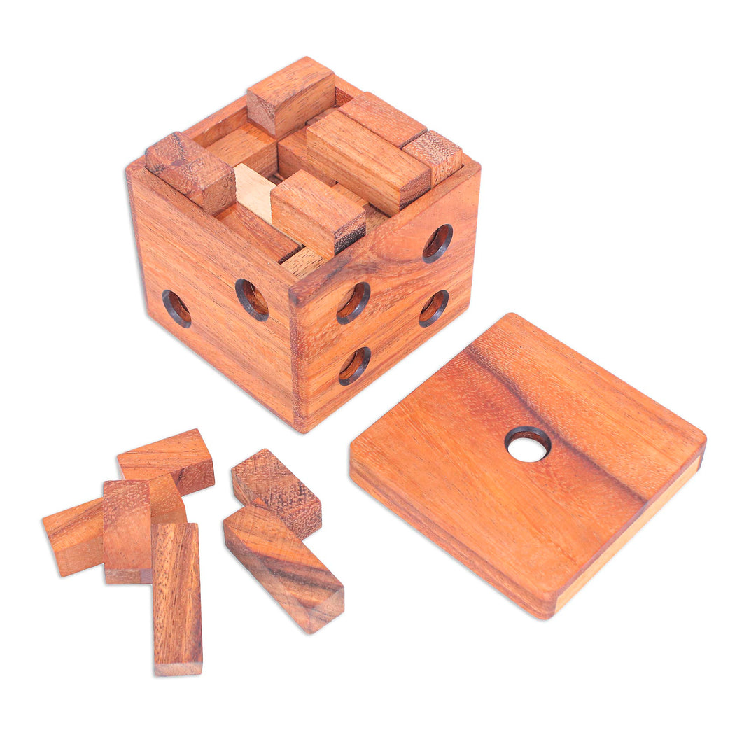 Hand Made Raintree Wood Puzzle Game - Cubed