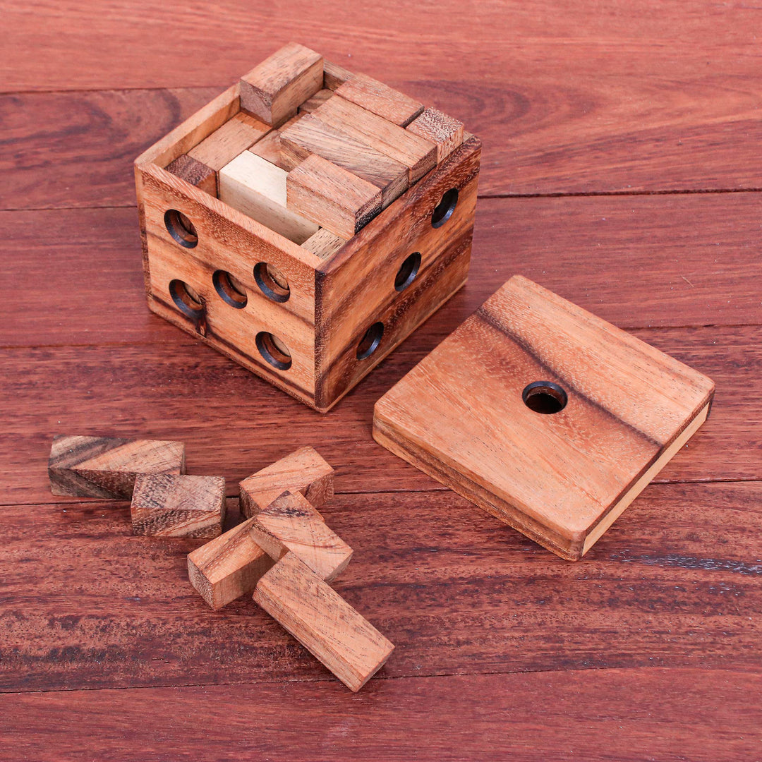 Hand Made Raintree Wood Puzzle Game - Cubed