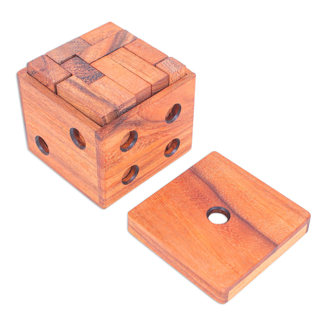 Hand Made Raintree Wood Puzzle Game - Cubed