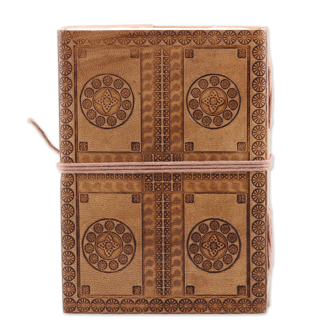 Embossed Cotton and Leather Elephant-Motif Journal - Stomping Grounds