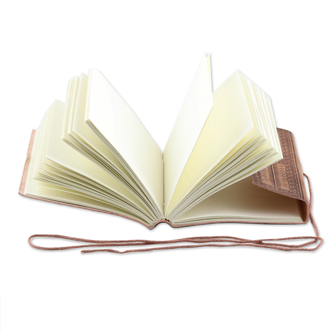 Embossed Cotton and Leather Elephant-Motif Journal - Stomping Grounds