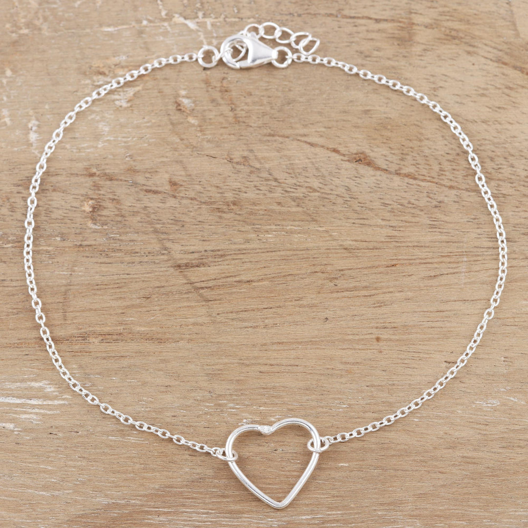 Hand Made Sterling Silver Heart Anklet - Intimate Heart