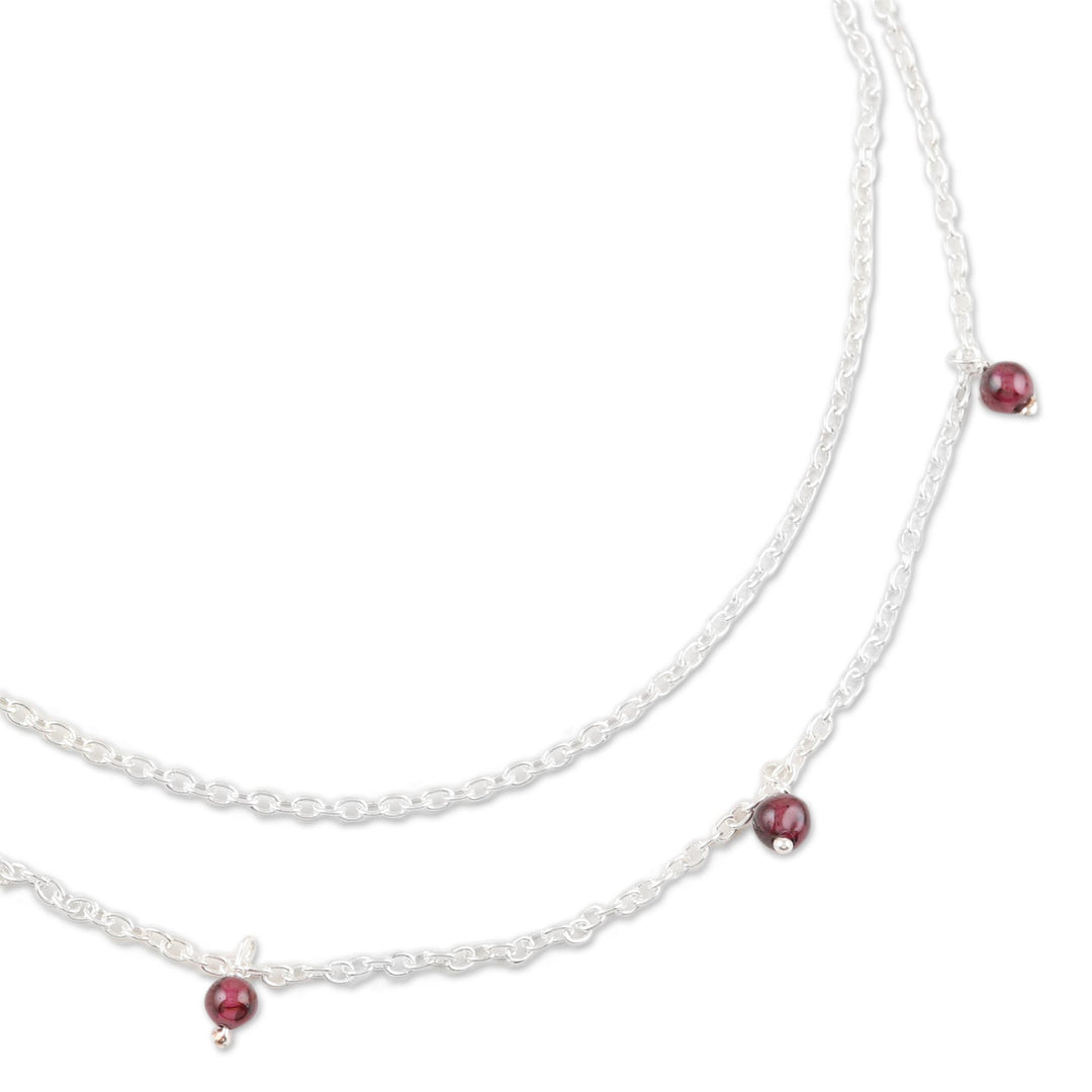 Garnet and Sterling Silver Anklet - Dancing Berries