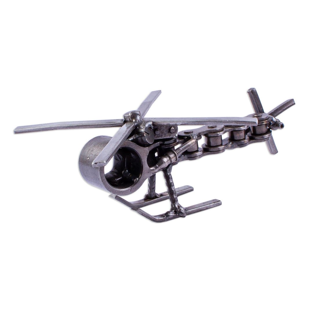 Recycled Auto Part Helicopter Sculpture from Mexico - Rustic Helicopter