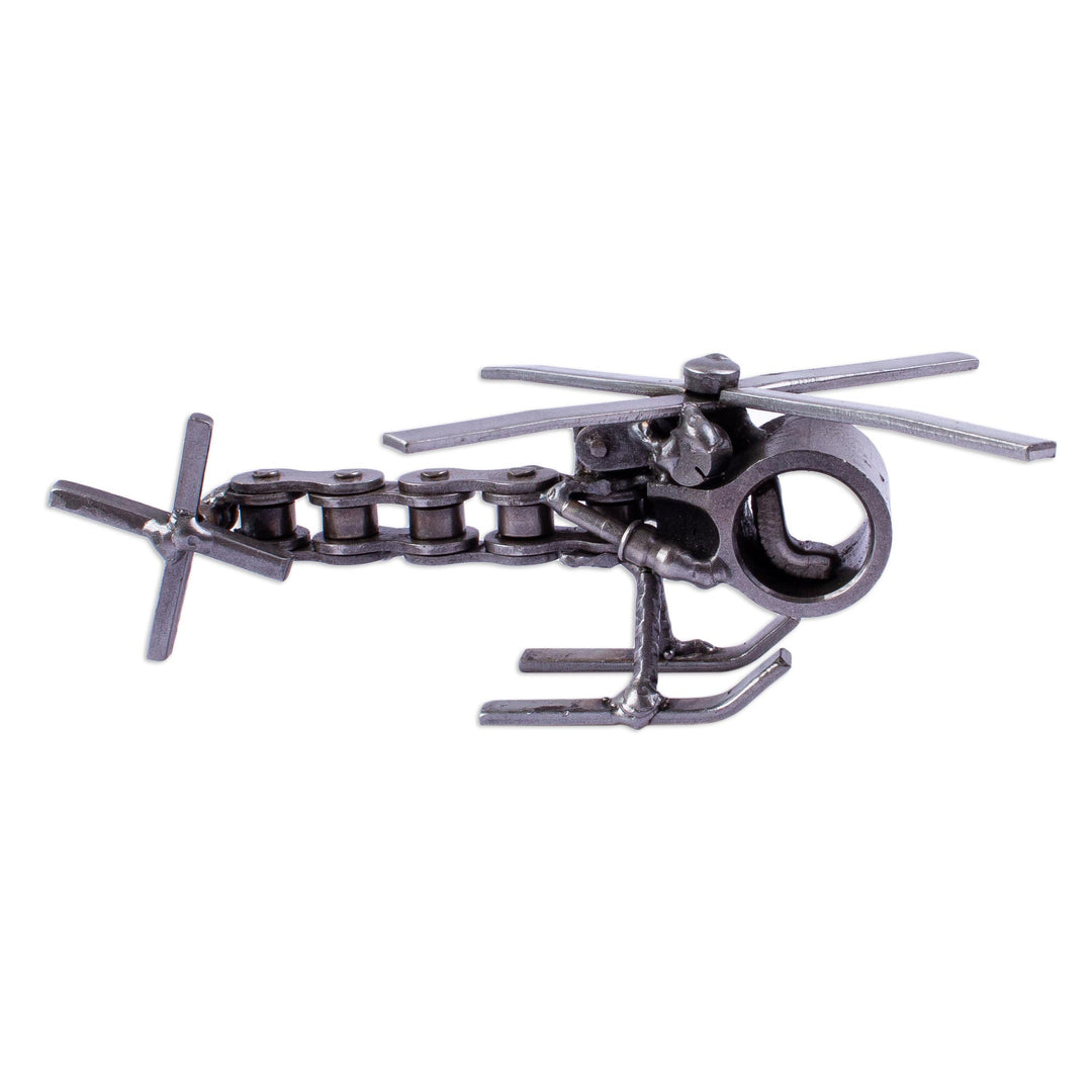 Recycled Auto Part Helicopter Sculpture from Mexico - Rustic Helicopter