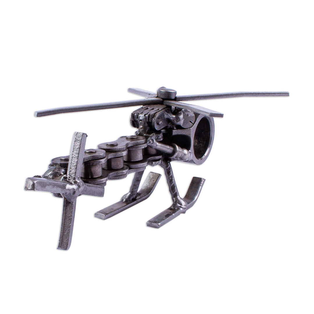 Recycled Auto Part Helicopter Sculpture from Mexico - Rustic Helicopter