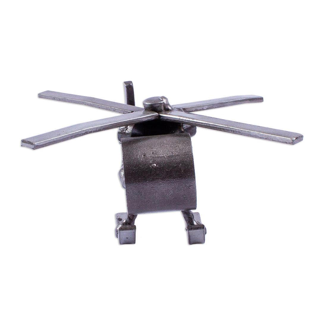 Recycled Auto Part Helicopter Sculpture from Mexico - Rustic Helicopter