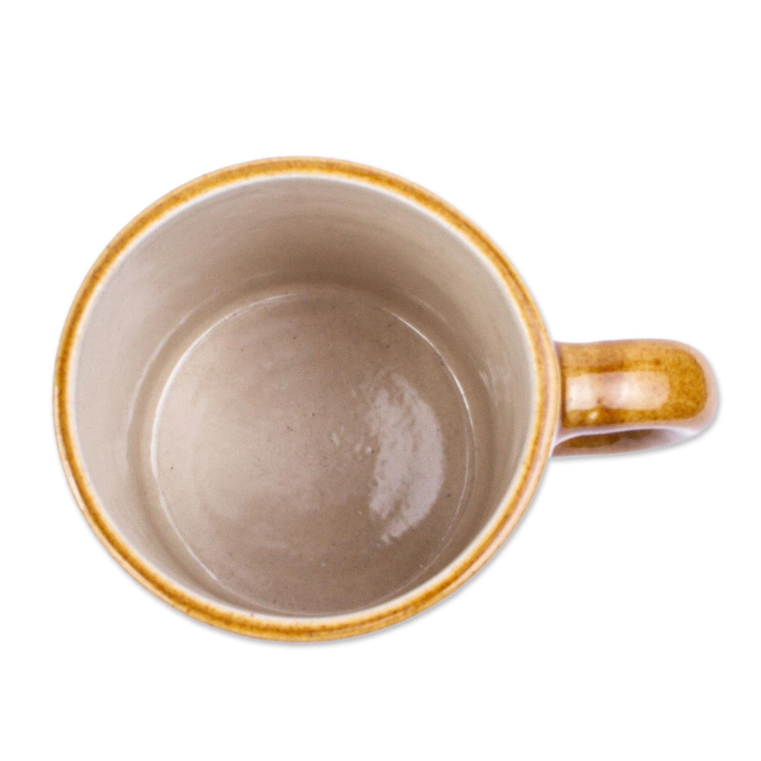Hand Painted Mug from Mexico - Flourish in Coral