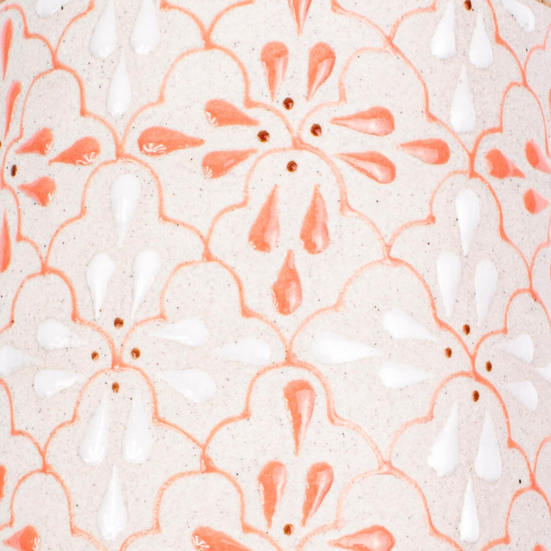 Hand Painted Mug from Mexico - Flourish in Coral