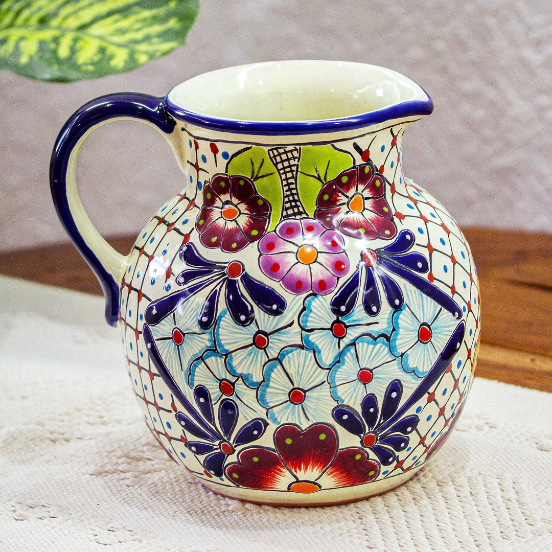 Colorful Talavera-style Ceramic Pitcher - Colors of Mexico