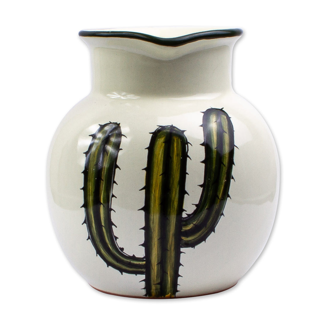 Hand Crafted Cactus Pitcher from Mexico - Saguaro