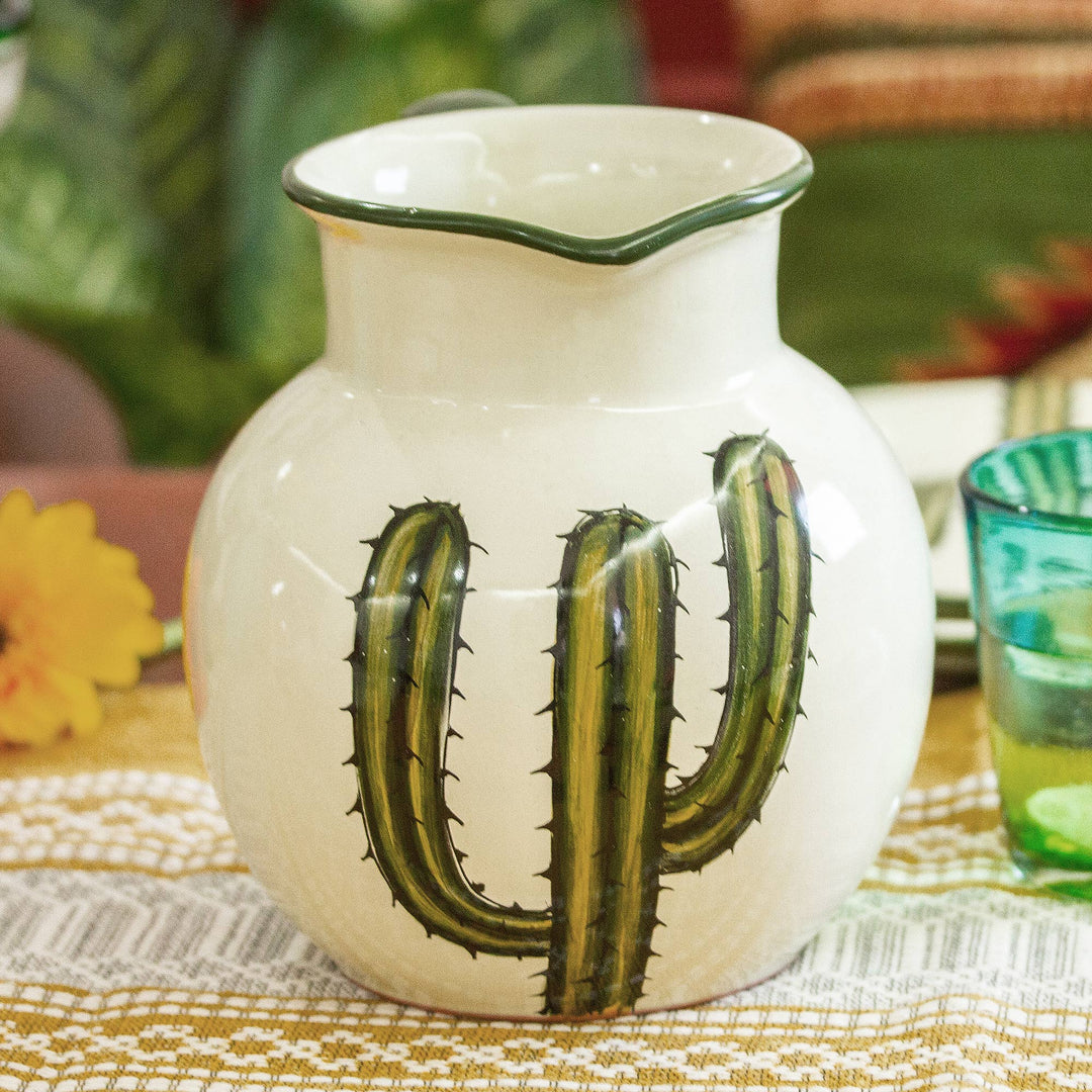 Hand Crafted Cactus Pitcher from Mexico - Saguaro