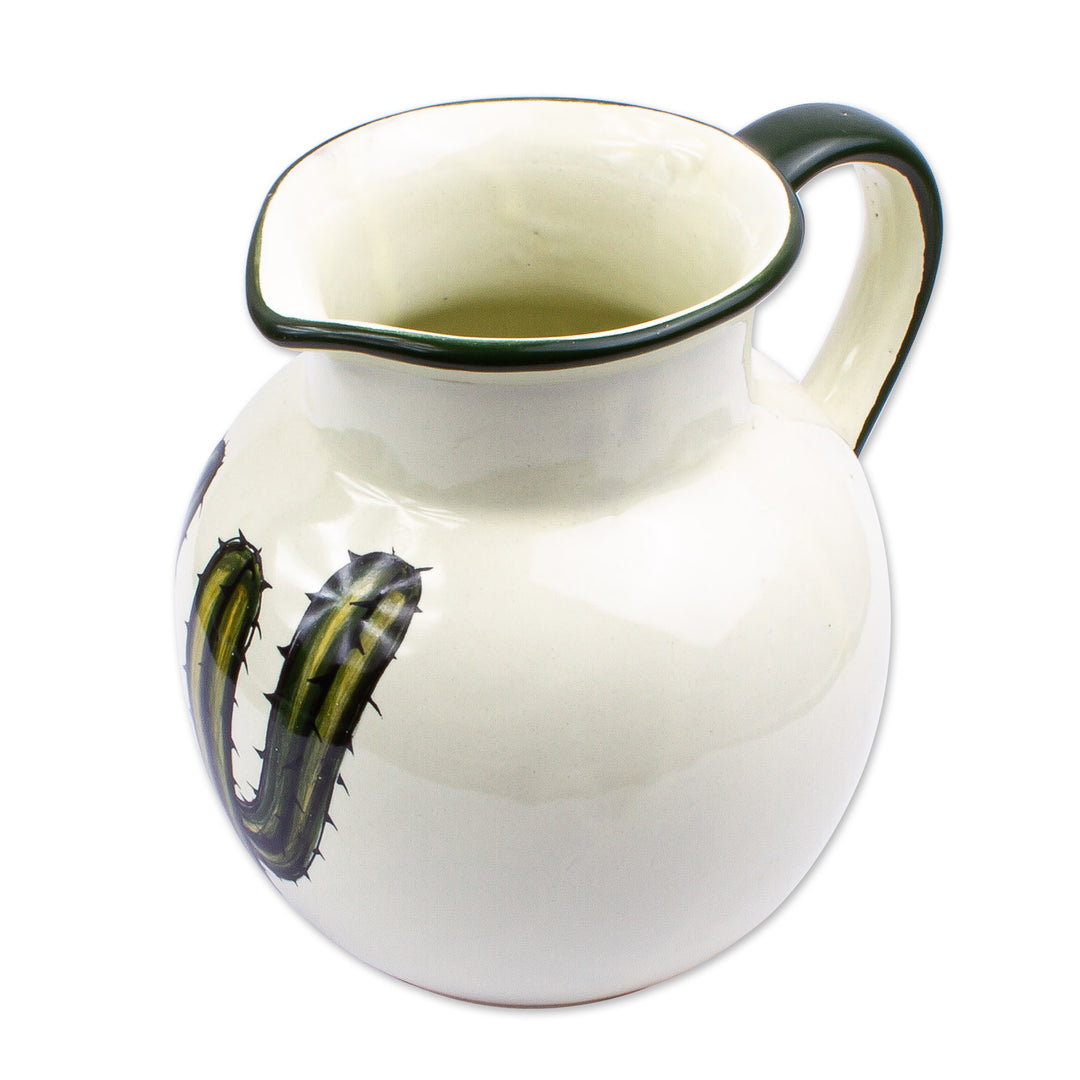 Hand Crafted Cactus Pitcher from Mexico - Saguaro