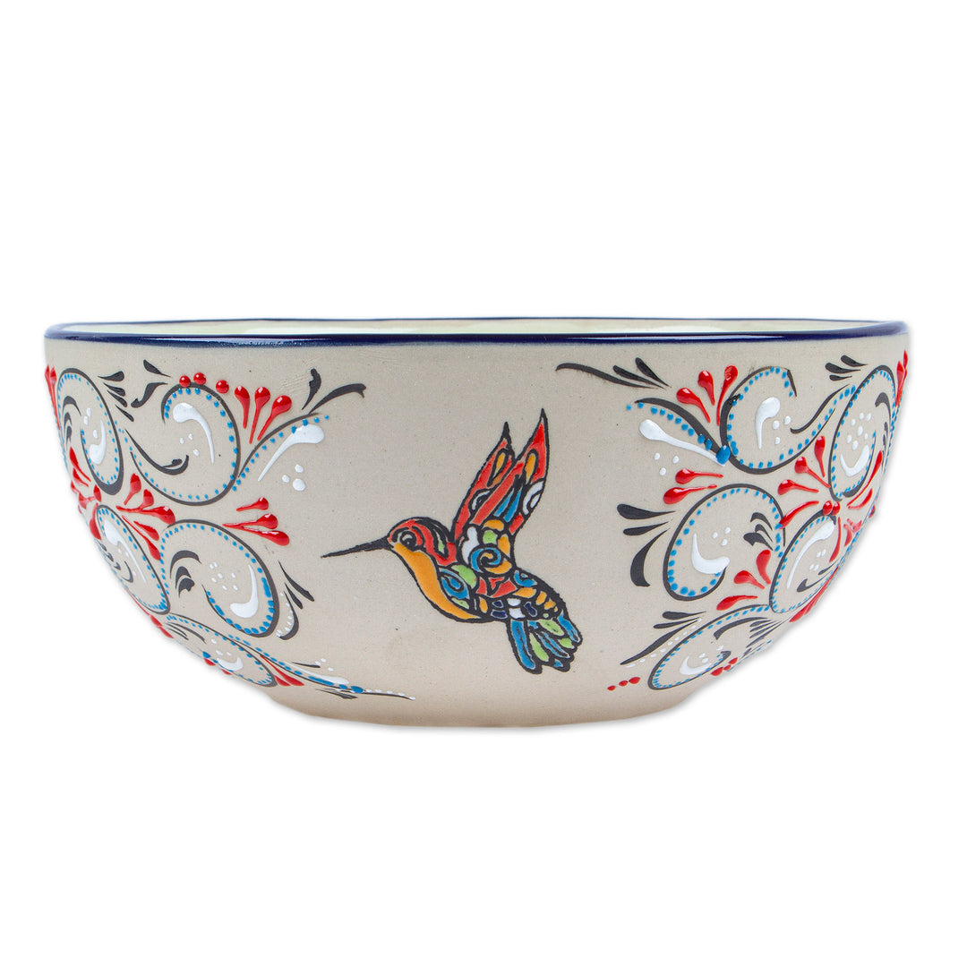 Hummingbird-Themed Ceramic Serving Bowl - Colibri