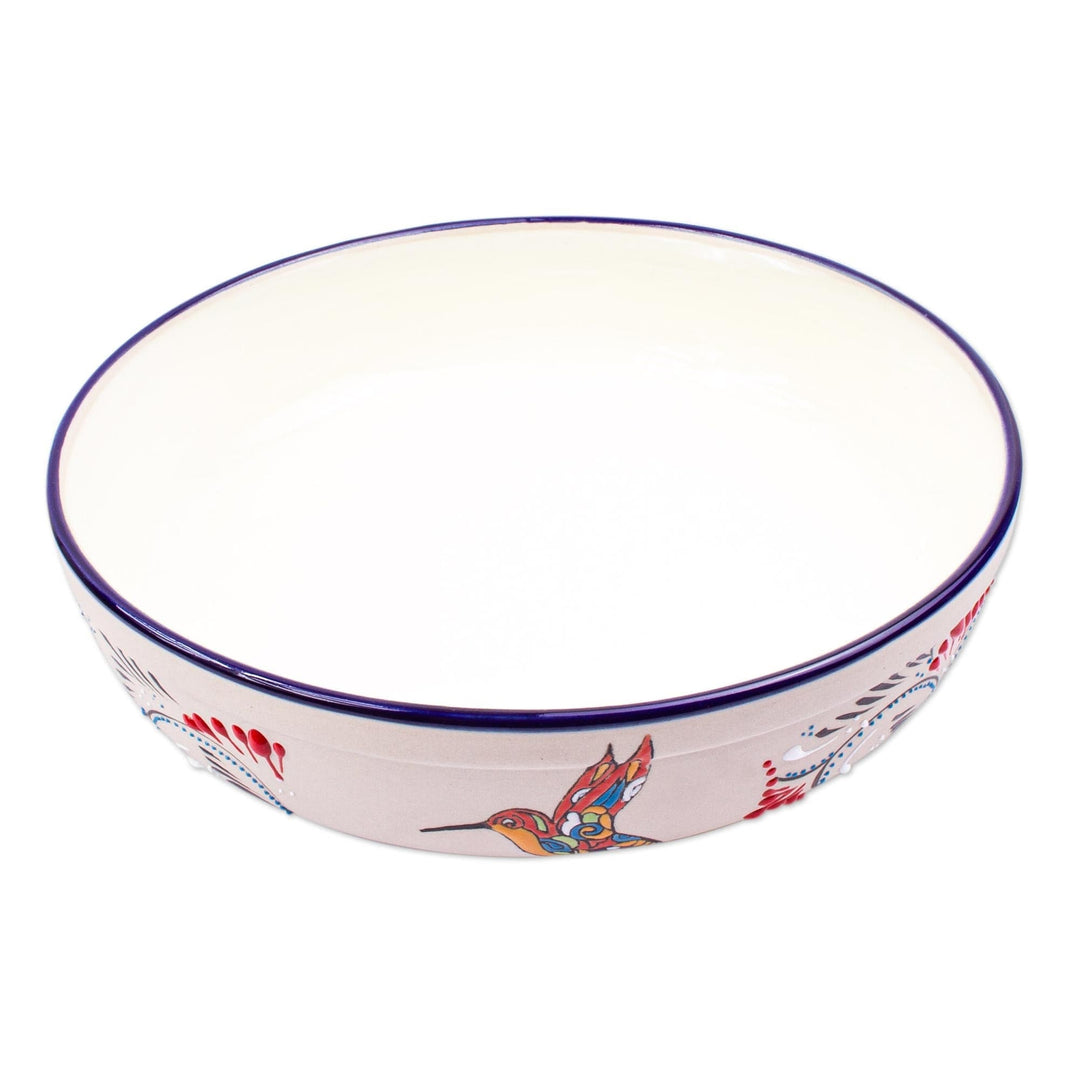Hand Painted Hummingbird Serving Bowl - Colibri