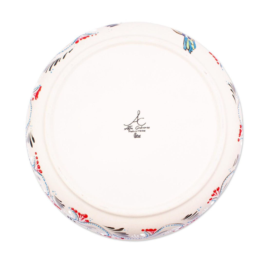Hand Painted Hummingbird Serving Bowl - Colibri