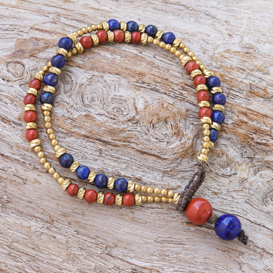 Jasper and Lapis Lazuli Beaded Bracelet - Carnival in Blue