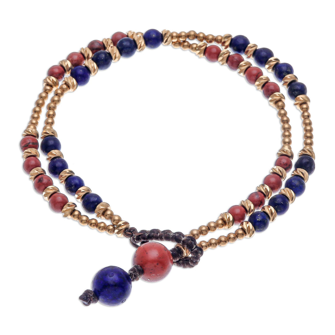 Jasper and Lapis Lazuli Beaded Bracelet - Carnival in Blue