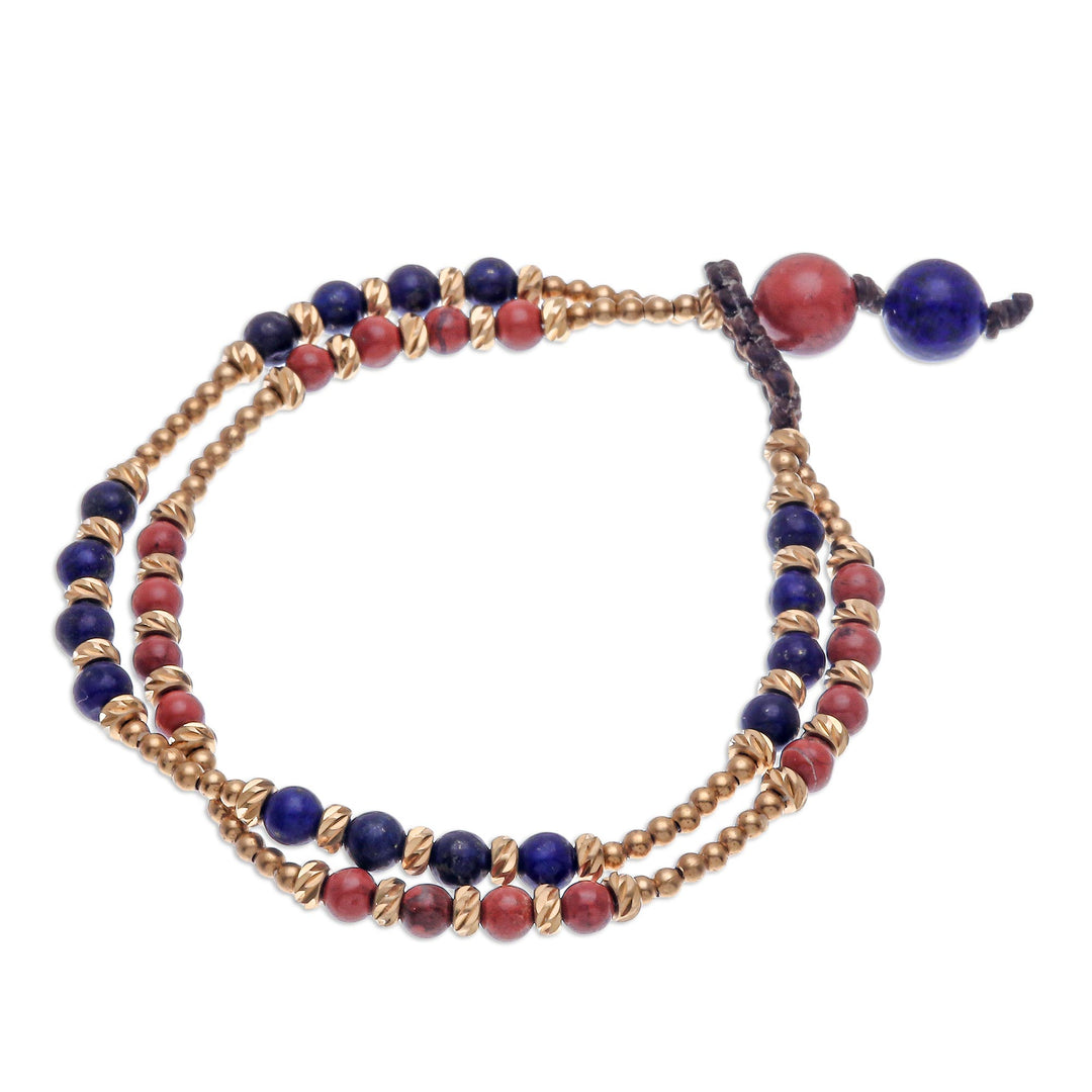 Jasper and Lapis Lazuli Beaded Bracelet - Carnival in Blue