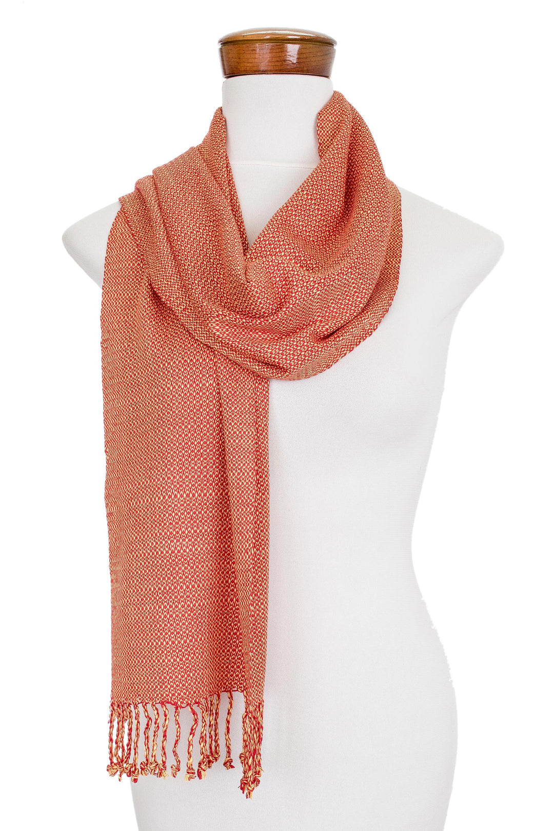 Guatemalan Hand Loomed Paprika and Yellow Colored Scarf - Paprika Spice