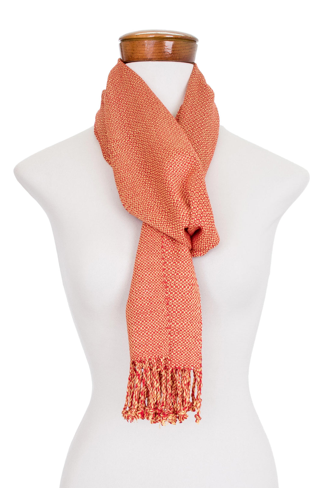 Guatemalan Hand Loomed Paprika and Yellow Colored Scarf - Paprika Spice