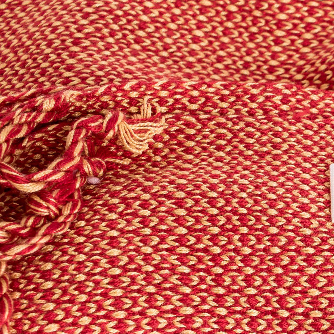 Guatemalan Hand Loomed Paprika and Yellow Colored Scarf - Paprika Spice