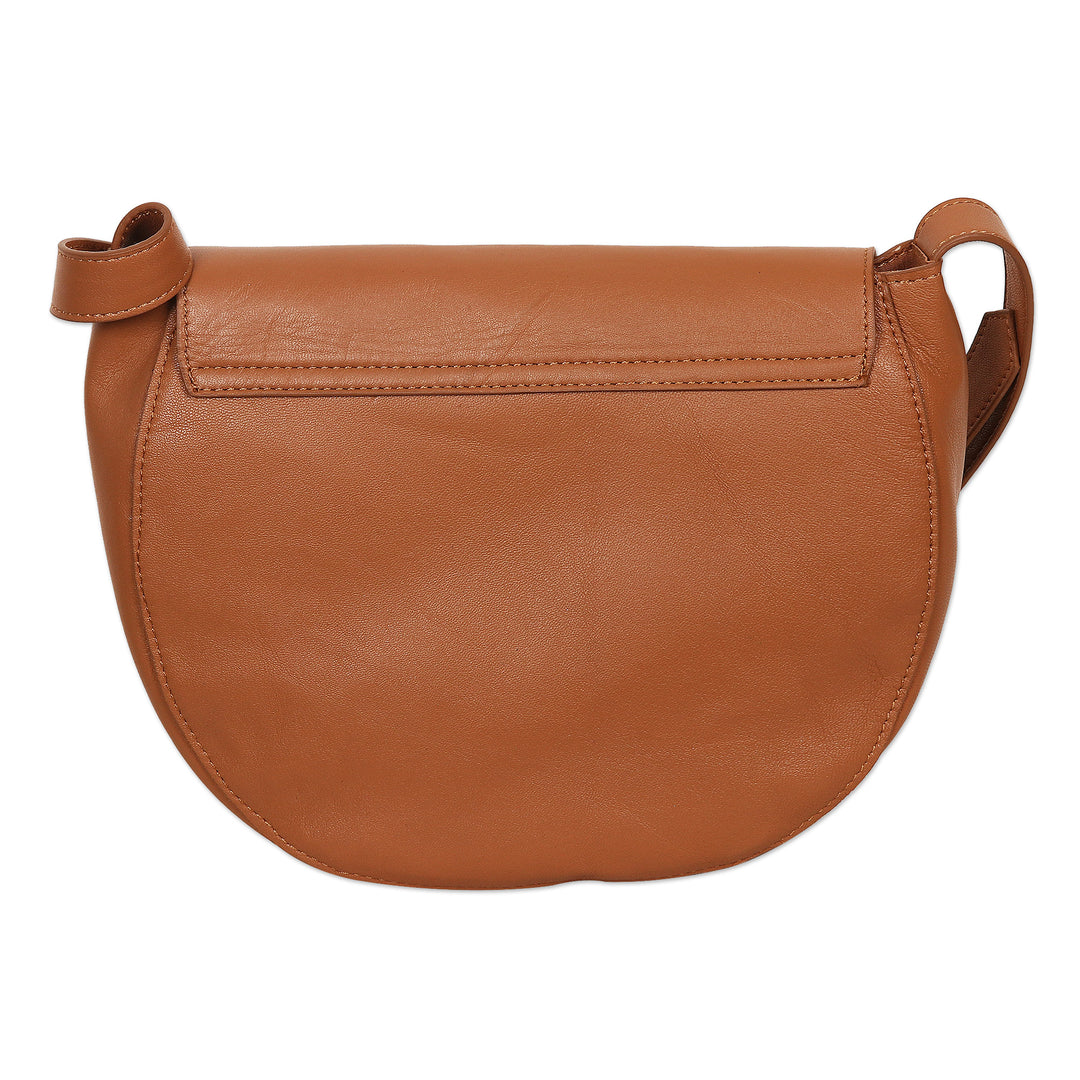 Hand Crafted Brown Leather Sling Bag - Sing Softly in Brown