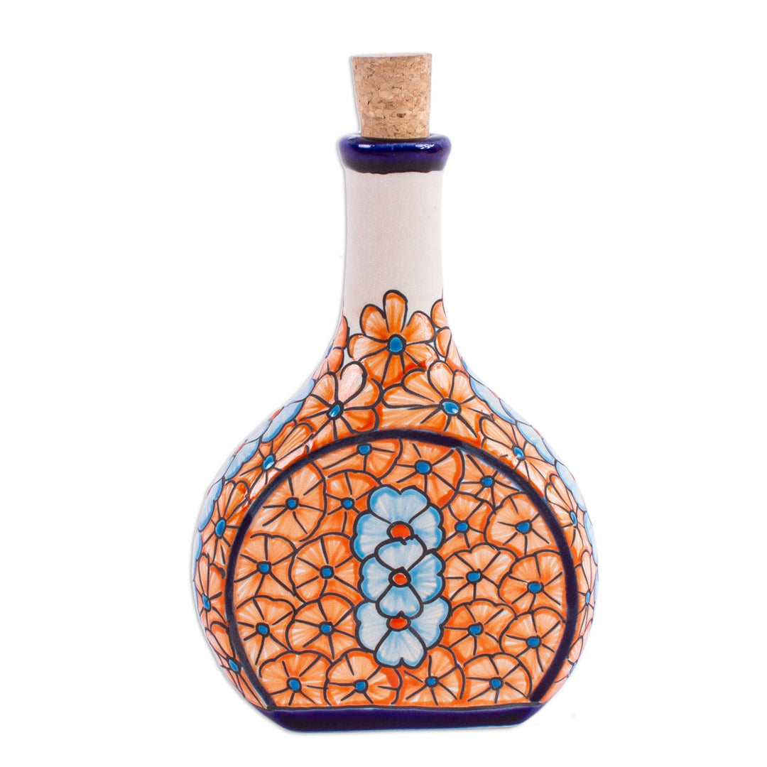 Talavera Style Tequila Decanter in Floral Design from Mexico - Floral Spirits