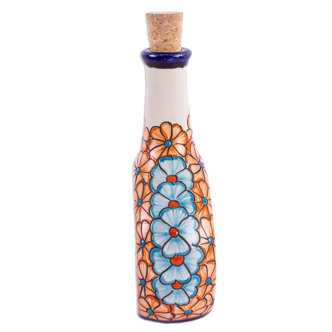 Talavera Style Tequila Decanter in Floral Design from Mexico - Floral Spirits