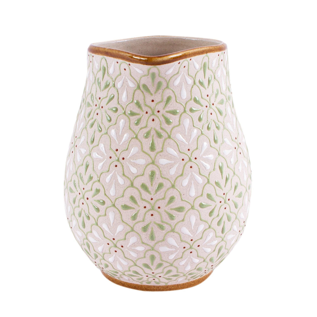 Artisan Crafted Ceramic Pitcher from Mexico - Flourish in Green
