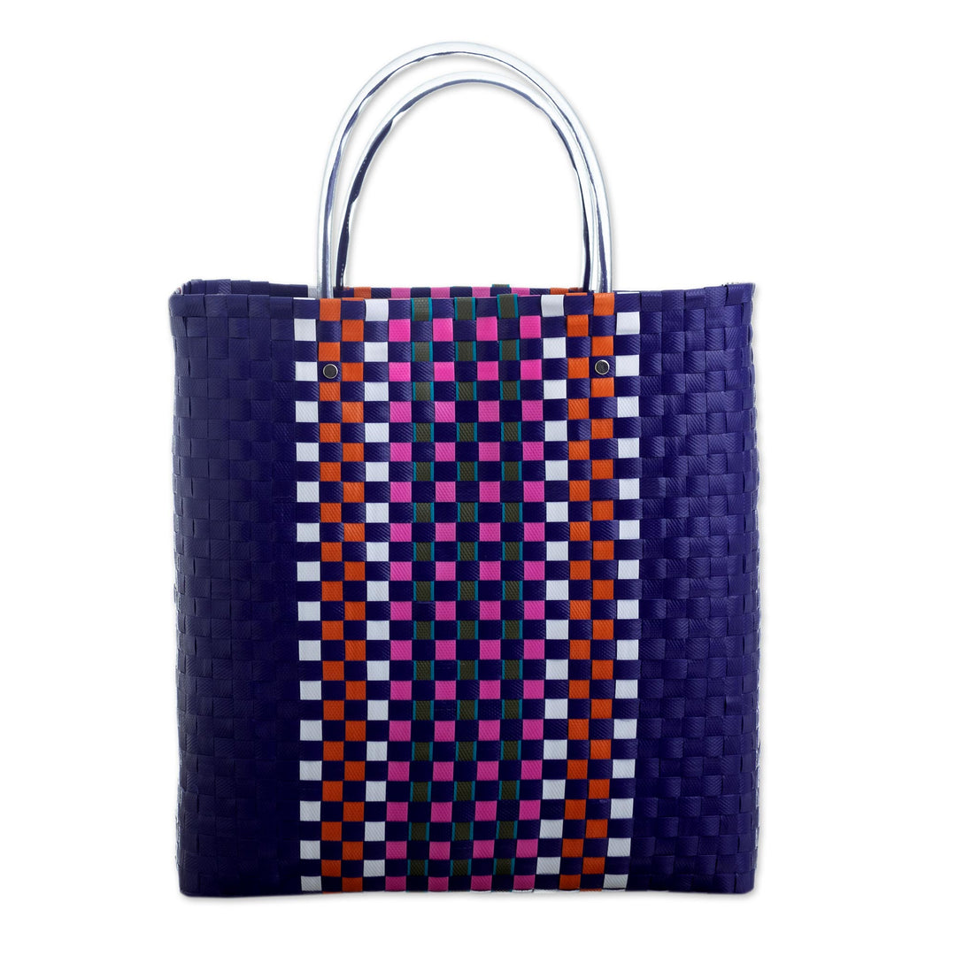 Recycled Materials Tote Bag - Sunday Market in Blue