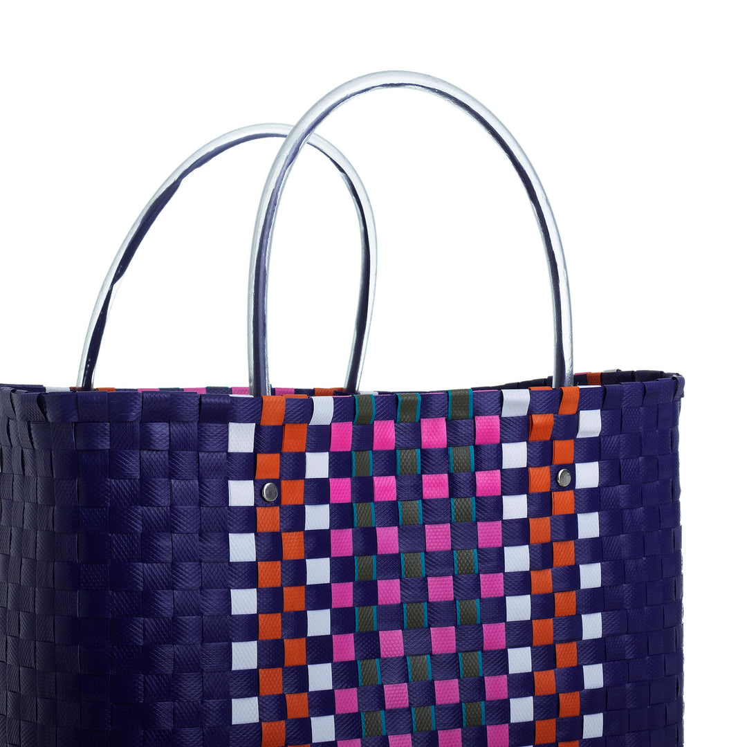 Recycled Materials Tote Bag - Sunday Market in Blue