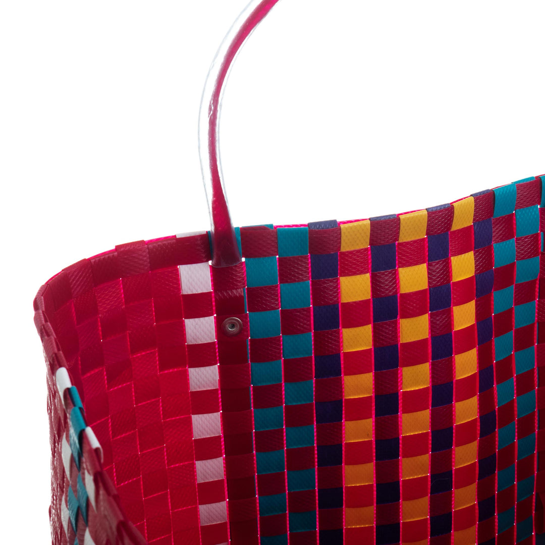 Handwoven Recycled Shopping Tote - Sunday Market in Claret