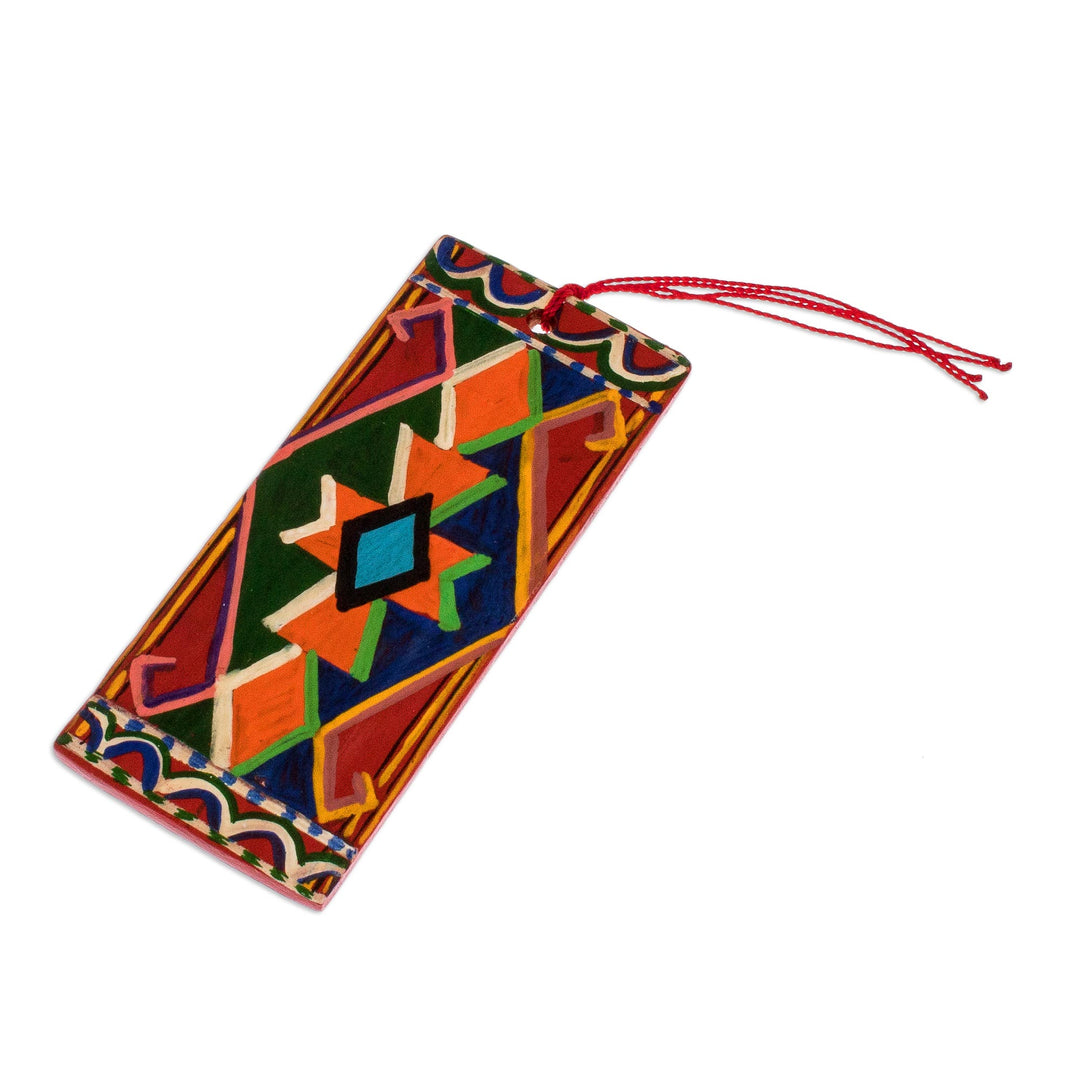 Hand-Painted Colorful Wood Bookmark - Patzún Belt
