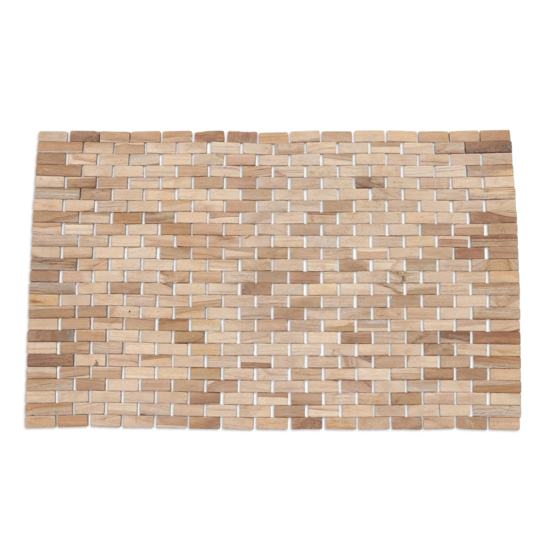 Hand Made Teak Wood Mat from Java - Surabaya Sidewalk