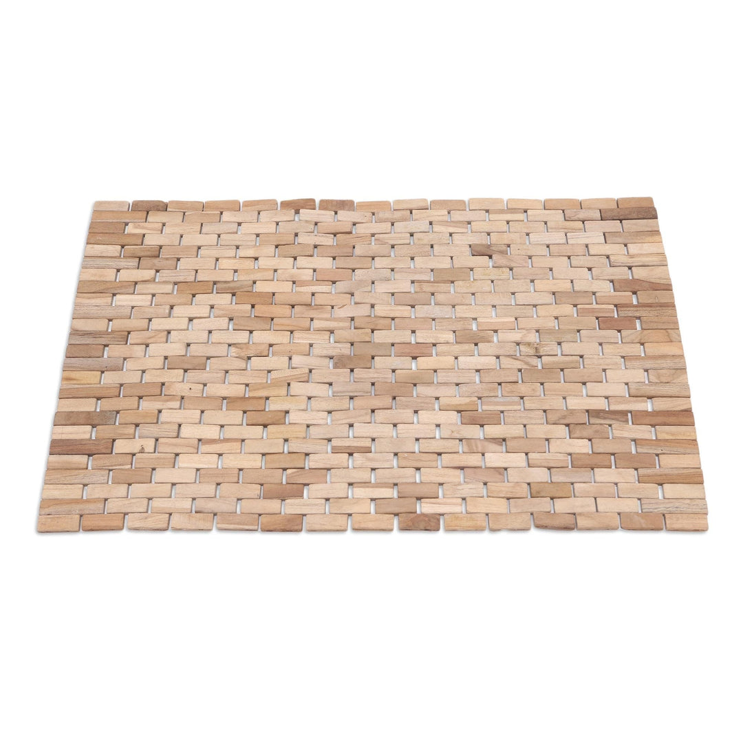 Hand Made Teak Wood Mat from Java - Surabaya Sidewalk