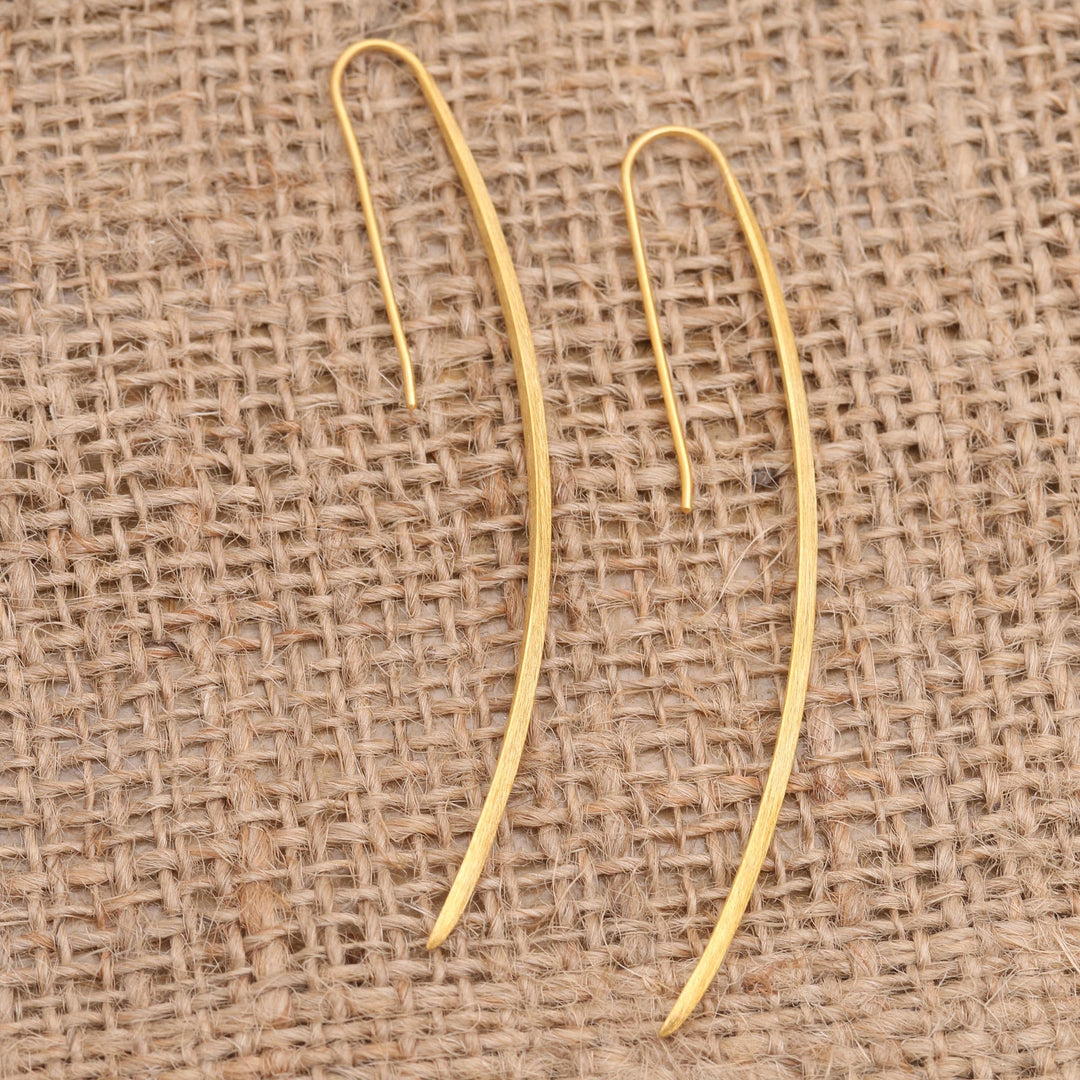 Handcrafted Gold-Plated Drop Earrings - Graceful Arc