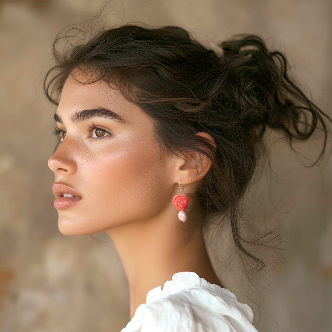 Freshwater Pearl and Sterling Silver Dangle Earrings - Misty Rose